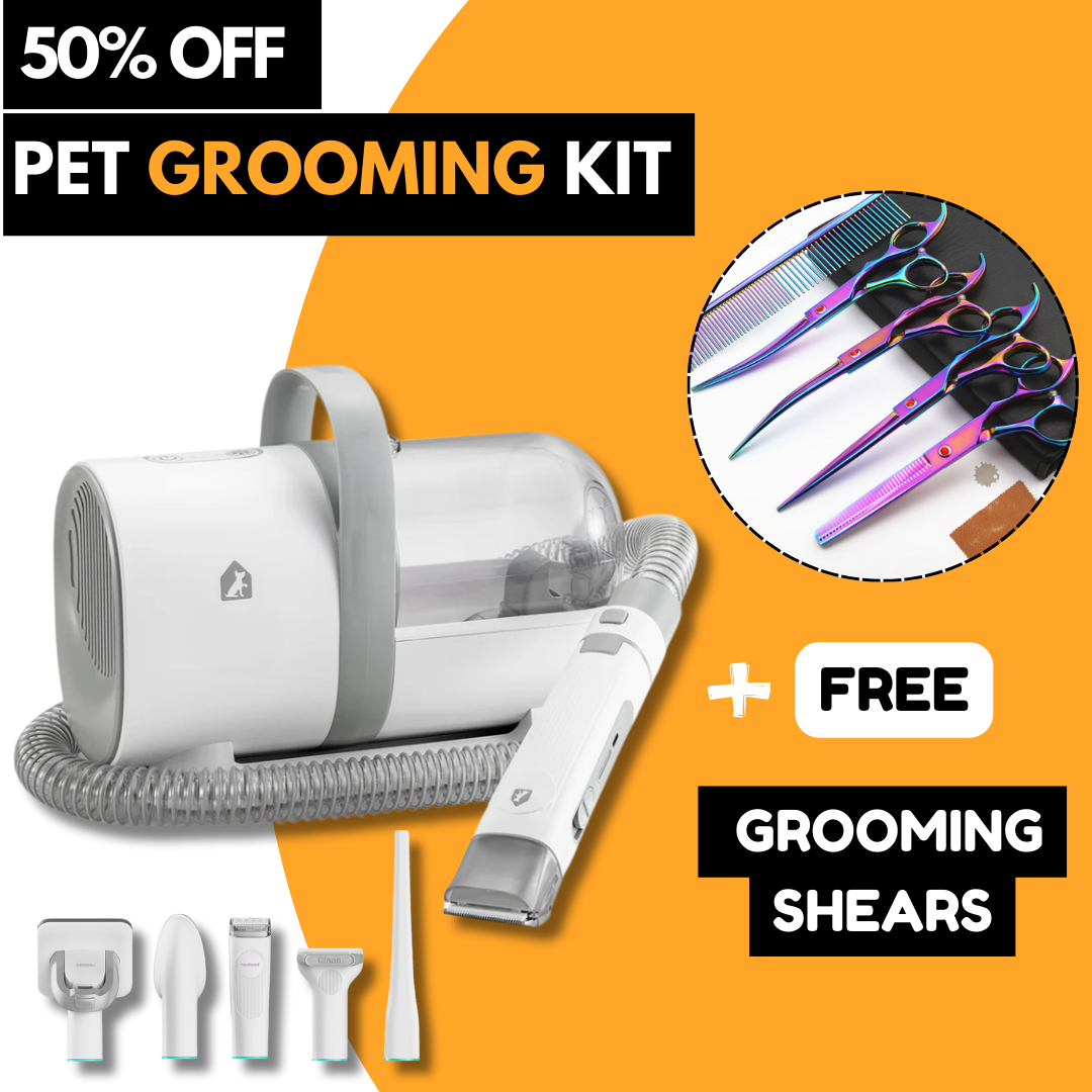 Paws & Purrz™ Advanced Pro 7-in-1 Grooming Kit + 7" Professional Pet Grooming Shears